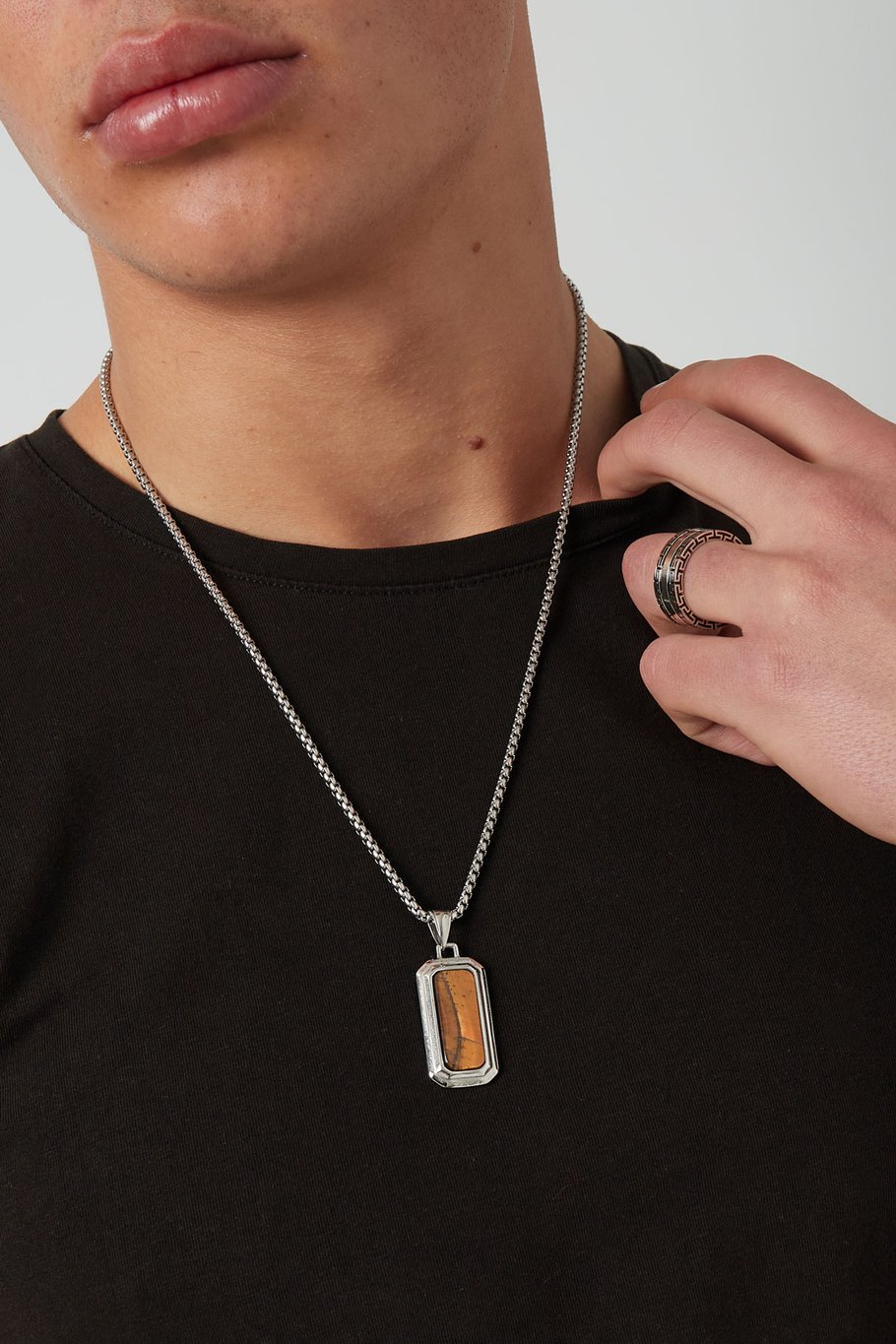 Mannen ketting met hanger - turquoise  Afbeelding6